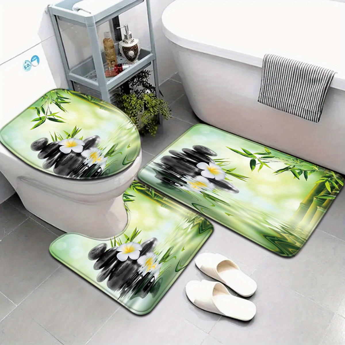 Bamboo Bath Mat - Set sedile WC e tappetino da